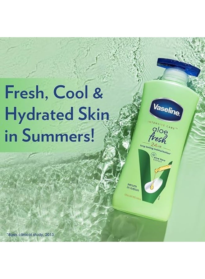Vaseline Aloe Fresh Body Lotion,24 HR Long Lasting Moisturisation with Aloe Vera extract and Menthol, 600ml - Image 4